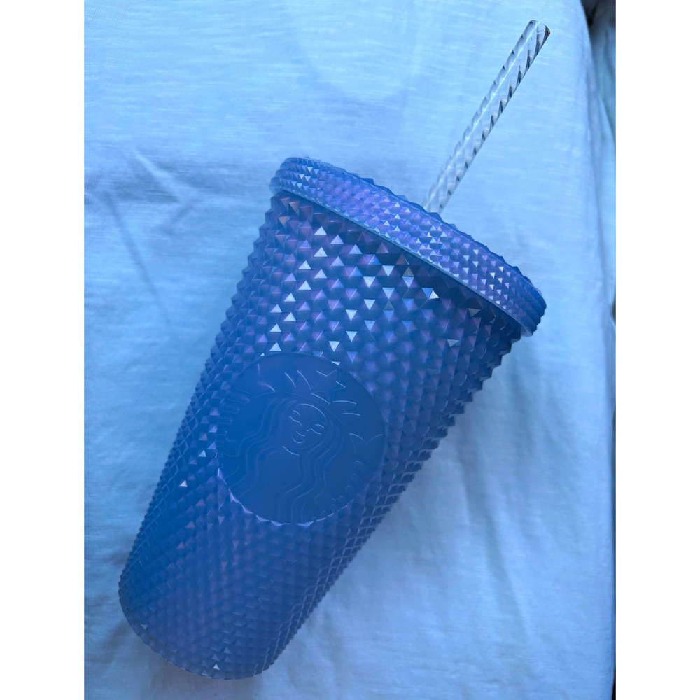 Starbucks Purple Studded Plastic Tumbler 16 fl oz w Lid & Straw Geometric Modern